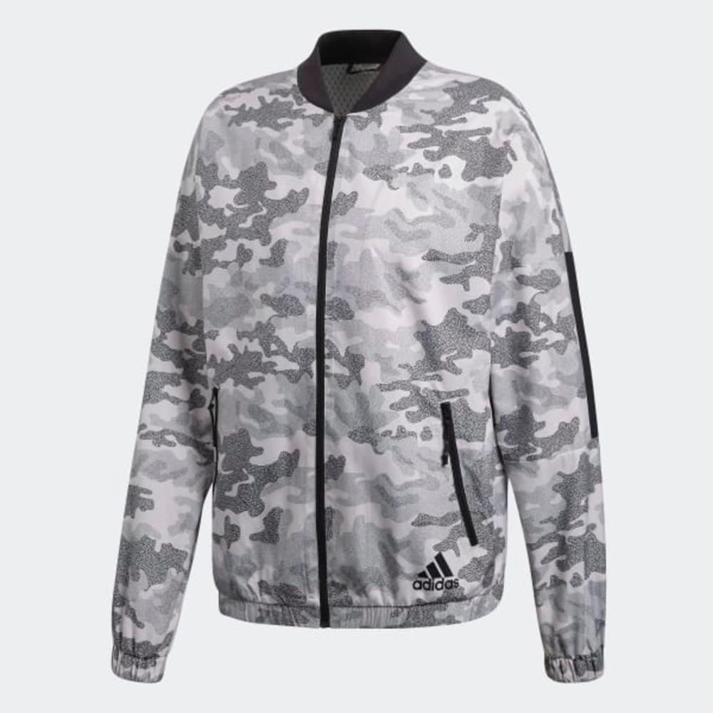 Adidas bomber jacket white gray camo men’s sz M